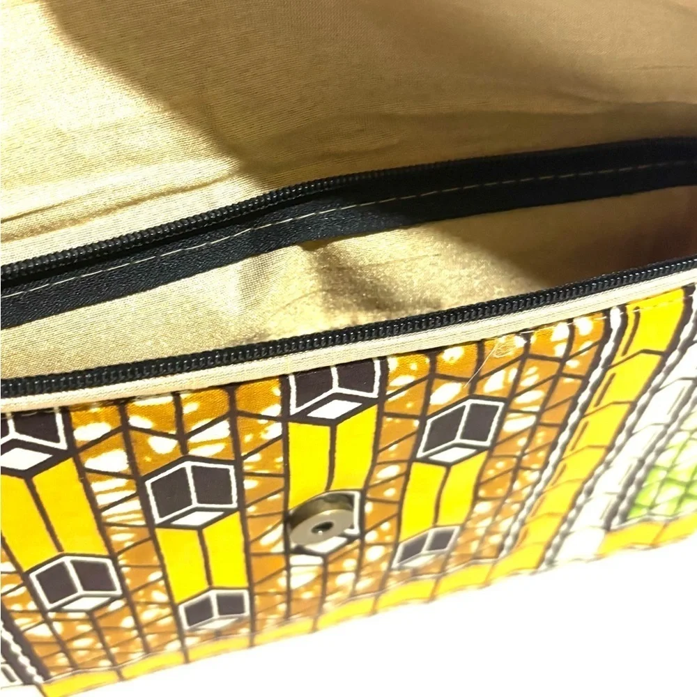 Handmade Ankara African print shoulder clutch bag